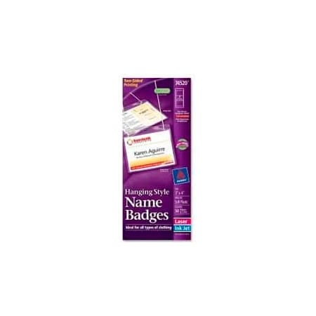 Avery Avery Hanging Style Name Badges, 3" x 4", Clear, 50/Box 74520